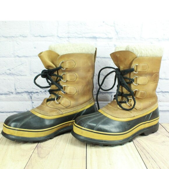 Sorel Caribou Brown Leather Lace Up Waterproof Insulated Winter Boots Size 10 - Picture 2 of 8